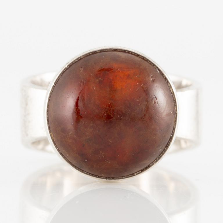 NE From, ring sterlingsilver med bärnsten, Danmark sannolikt 1960-tal.