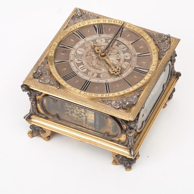 Traveller's Baroque Clock "Polish clock" by N Vogel (clockmaker in Stockholm 1695-1723).