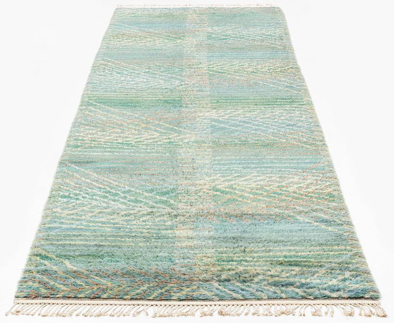 Barbro Nilsson, a runner, "Marina, grön", knotted pile, ca 469 x 158 cm, signed AB MMF BN.