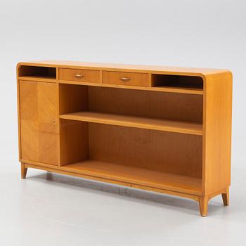 An elmwood veneered bookcase, Möbelfabrik i Nybro AB, SMI, Nybro, 1940's.