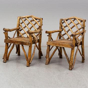 TRÄDSGÅRDMÖBEL, 5 delar, sk grenmöbel, 1900-tal.