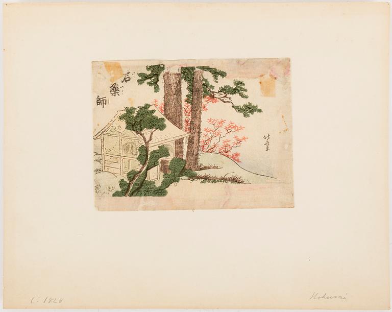 KATSUSHIKA HOKUSAI (1760–1849), blad ur böcker, sju stycken. Japan.