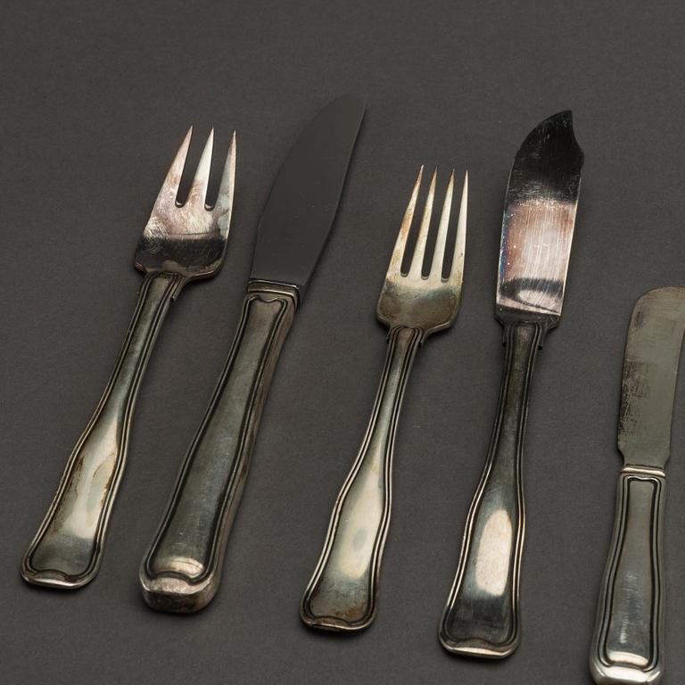 BESTICKSERVIS, silver, ca 66 delar "Old Danish/Dobbeltriflet", Georg Jensen, Danmark,