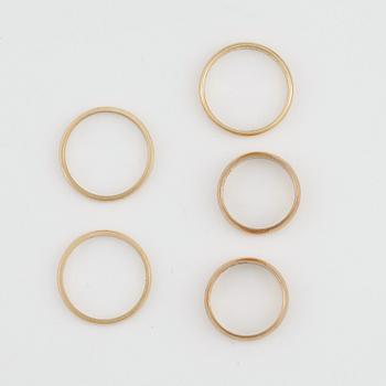 RINGAR, 5 st, 14k samt 18K guld. Total vikt ca 15,5 gram.
