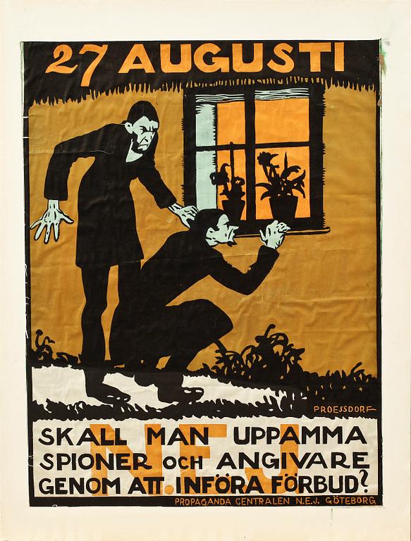 ALFRED PROESSDORF, förbudsaffisch, 1922.