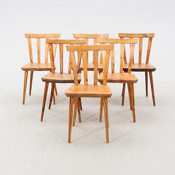 A set of six pine chairs mid 1900s.