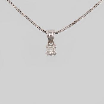 HÄNGE, 18K vitguld med briljantslipad diamant ca 0.20 ct. Vikt 4,2 gram.