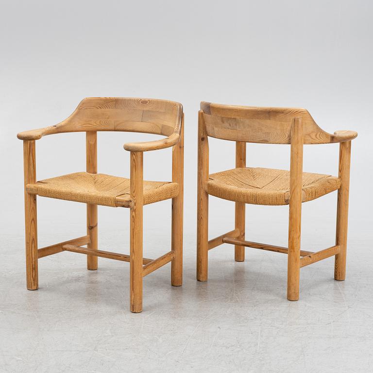 Rainer Daumiller, a set of four pine armchairs, Denmark, 1960s/70s.