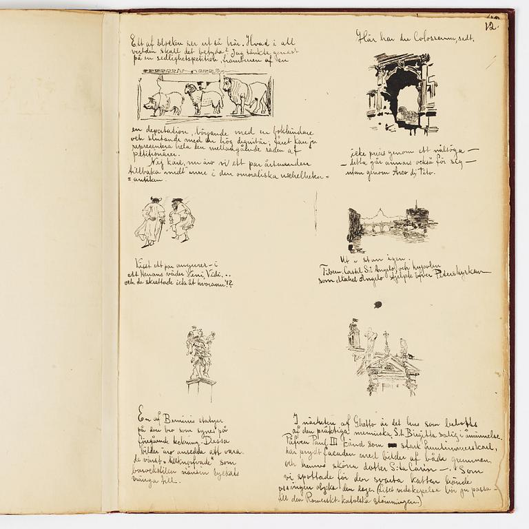 Carl Larsson, CARL LARSSON, illustrated travel story, "Från Stockholm till Messina" (From Stockholm to Messina), 1886.