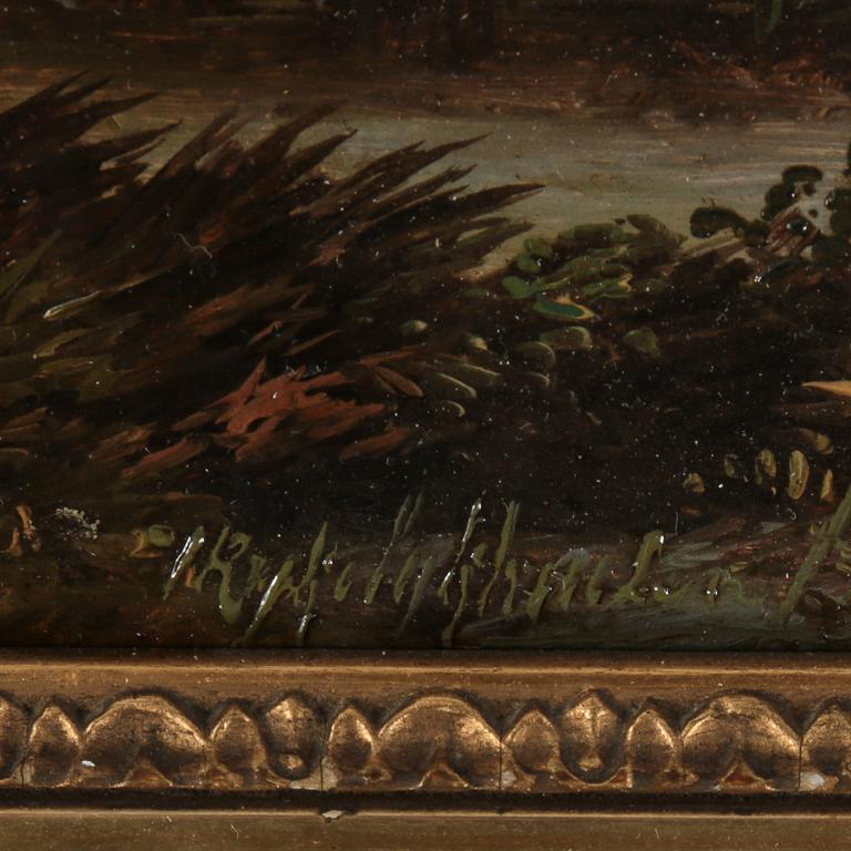 HERMANUS JAN HENDRIK RIJKELIJKHUIJSEN, olja på pannå, signerad.