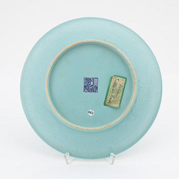 A Chinese turquoise dish, 20th century.