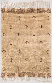 A-mid 20th century Finnish long pile rya rug. Circa 245 x 175 cm.