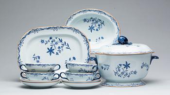 SERVISDELAR, 7 st, flintgods, "Ostindia", Rörstrand, 1900-talets andra hälft.