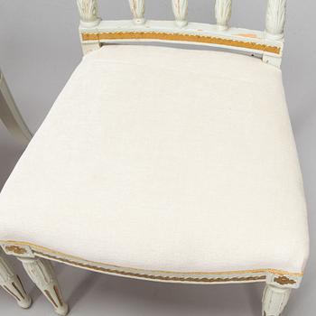 Four late Gustavian Stockholm chairs one signed EÖM  Erik Öhrmark turn of 18th/19th Century.
