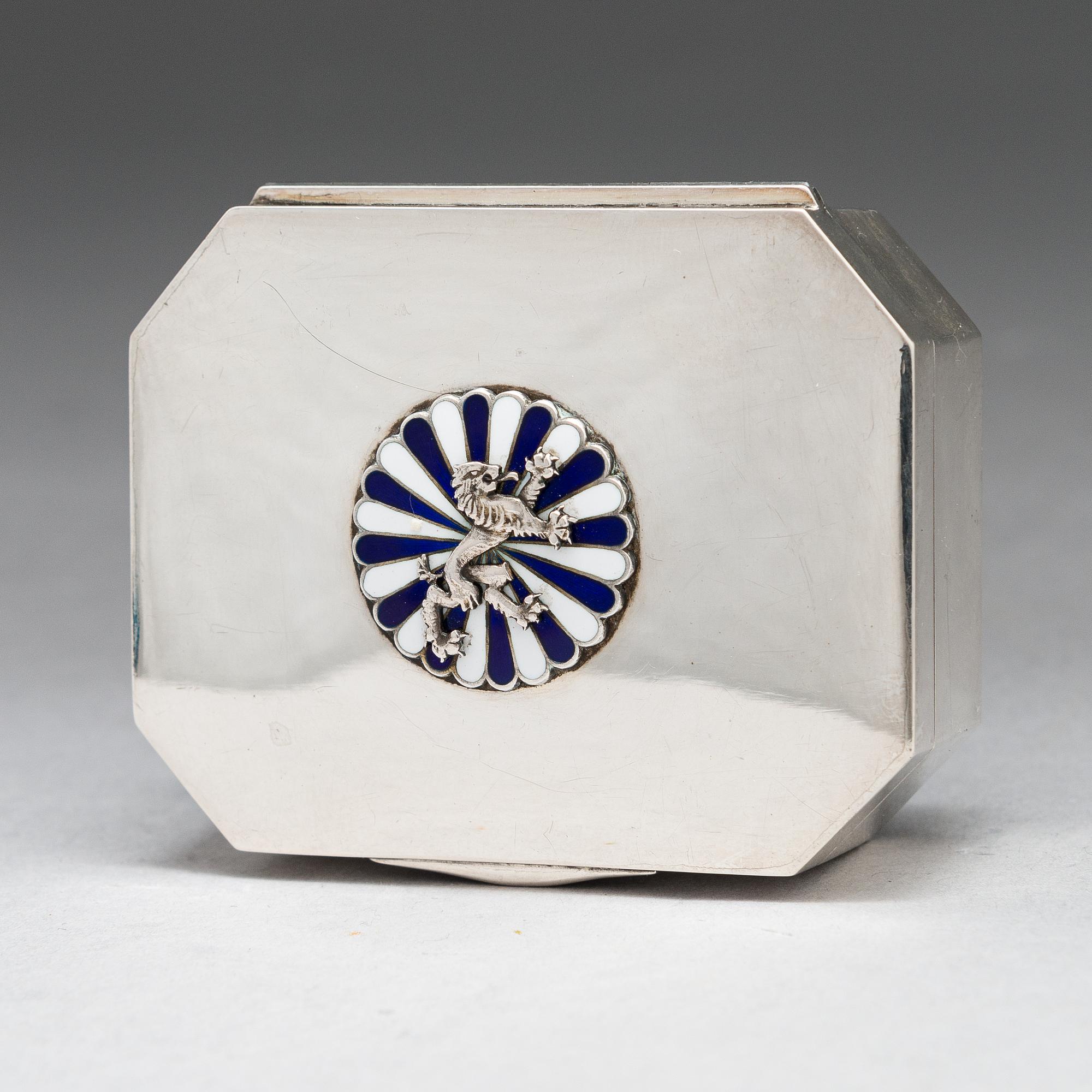 A silver box with enamelled decoration, A. Tillander, Helsinki.