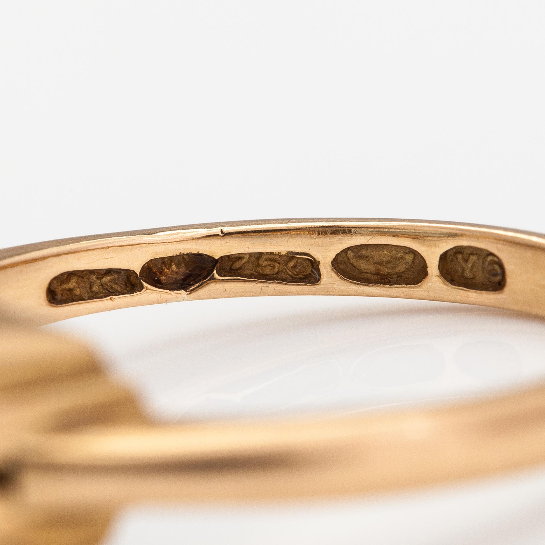 Ring, 18K guld och akvamarin. Helsingfors 1952.