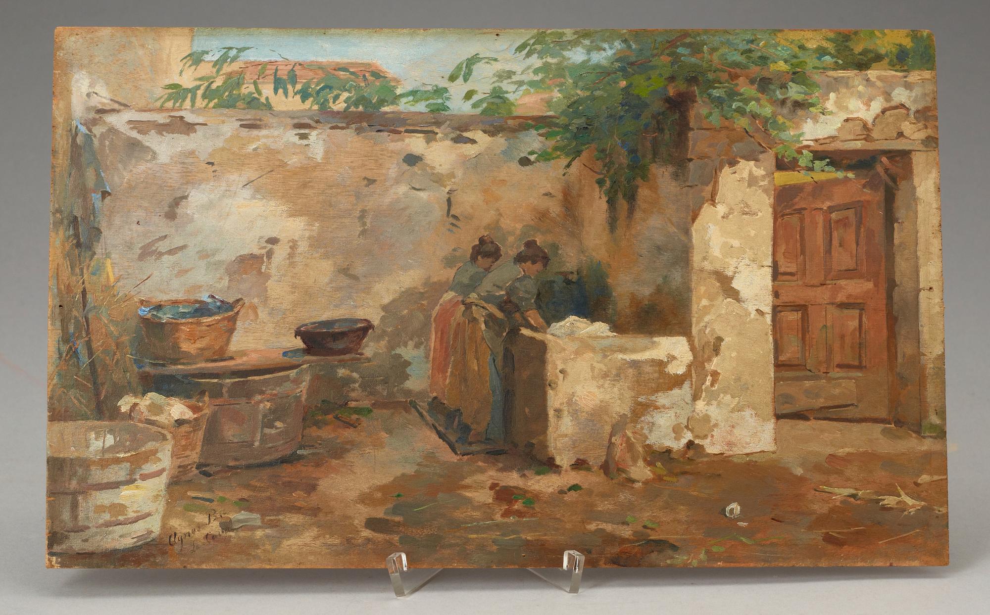 AGNES BÖRJESON, olja på pannå, sign.