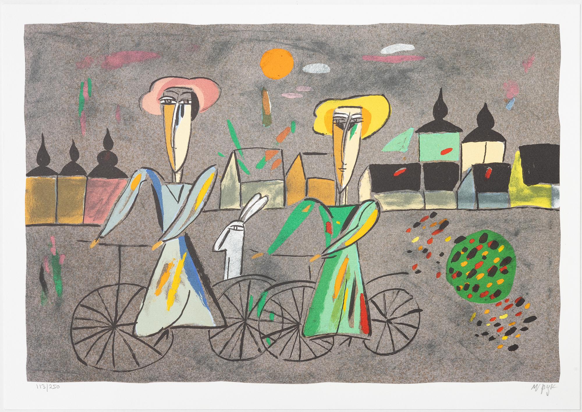 Madeleine Pyk, "Tusen dagar och en dröm", portfolio with 4 lithographs in colours and a book.