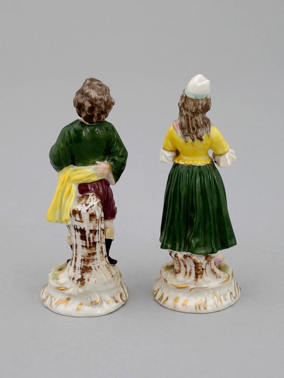 FIGURINER, ett par, porslin, Ludwigsburg, troligen tidigt 1900-tal.