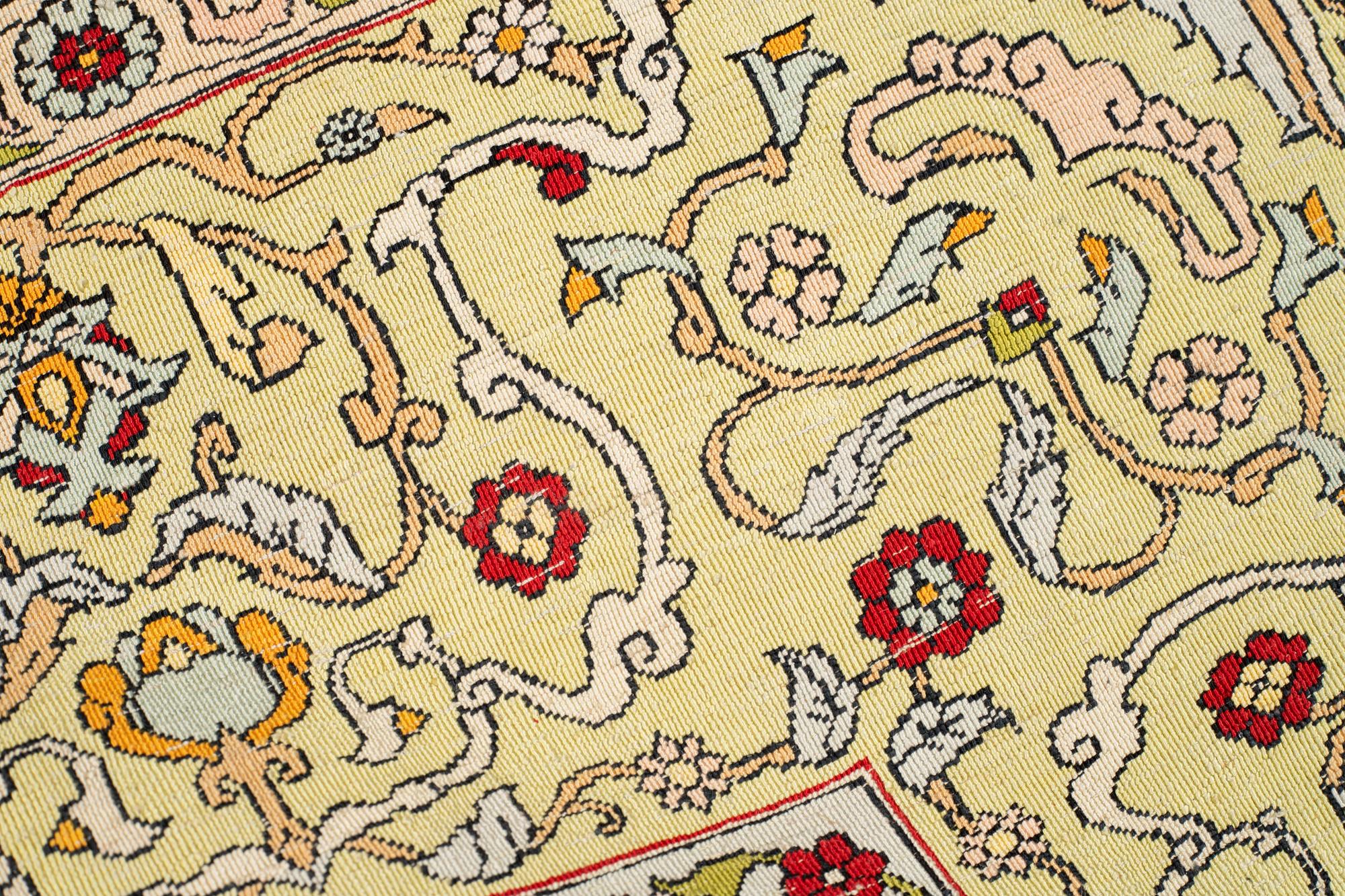 A rug, Old silk Hereke, ca 178 x 119 cm.