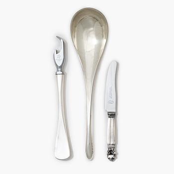 Borstillbehör, 3 delar, silver, Danmark, 1900-tal.