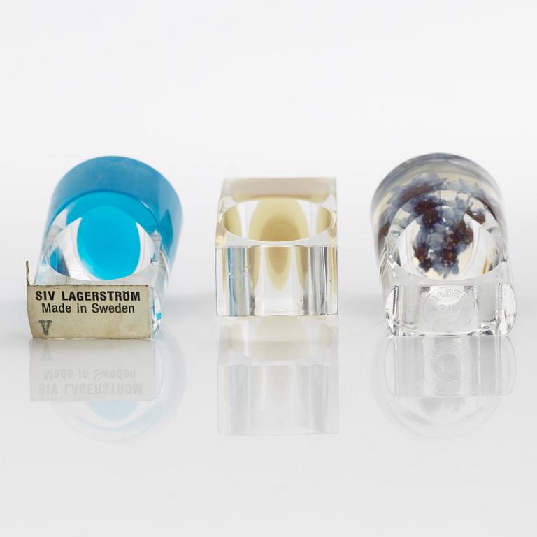 Siv Lagerström, three rings, acrylic plastic, 1970s.