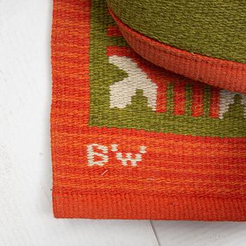 Berit Woelfer, matta, dubbelvävd slätväv, signerad BW, ca 224 x 162 cm.