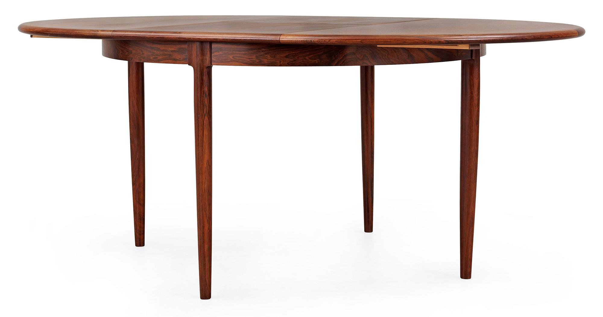 A Niels Ole Møller palisander dining table and nine chairs, J.L. Møller, Denmark 1950's-60's.