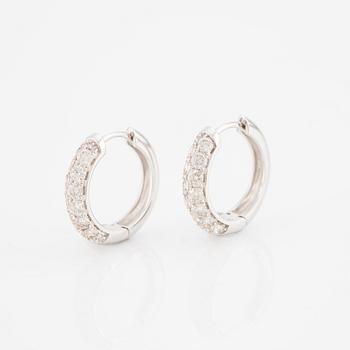 Earrings, hoop style, 18K white gold with brilliant-cut diamonds.