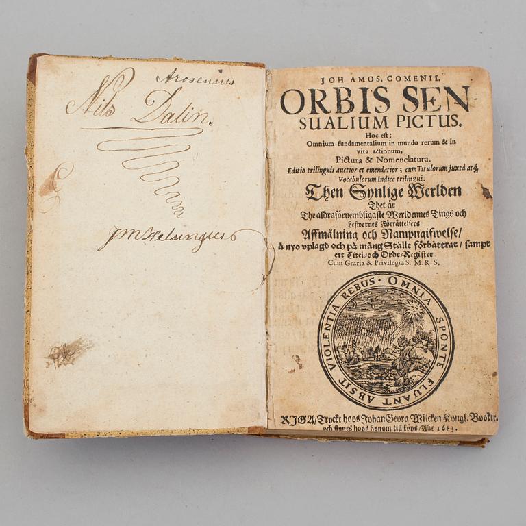 JOANNES AMOS COMENIUS,  Orbis Sensualium Pictus. Facsimile, 1683.
