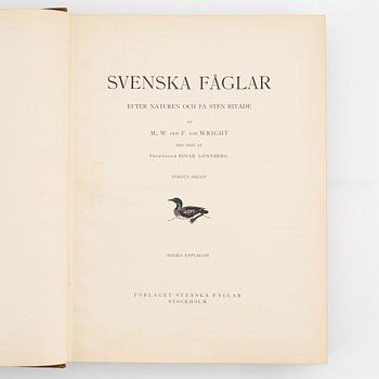 Bokband, 3 st, "Svenska Fåglar" av bröderna von Wright.