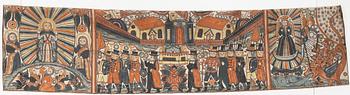 A traditional Swedish painting attributed to Johannes Nilsson, Brearedsskolan, Gyltinge, Halland.