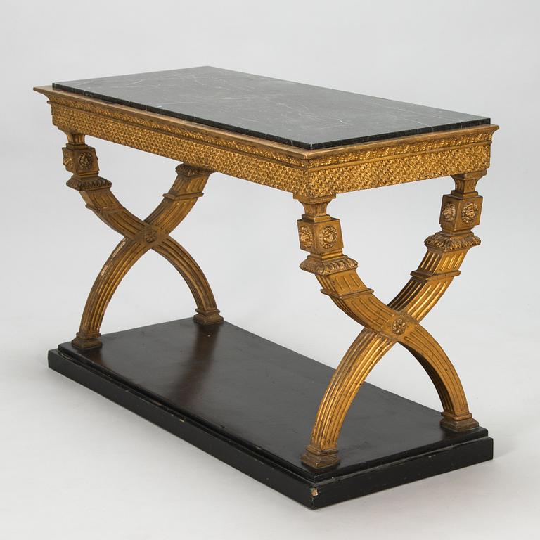 A late Gustavian bronzed console table from circa 1800.