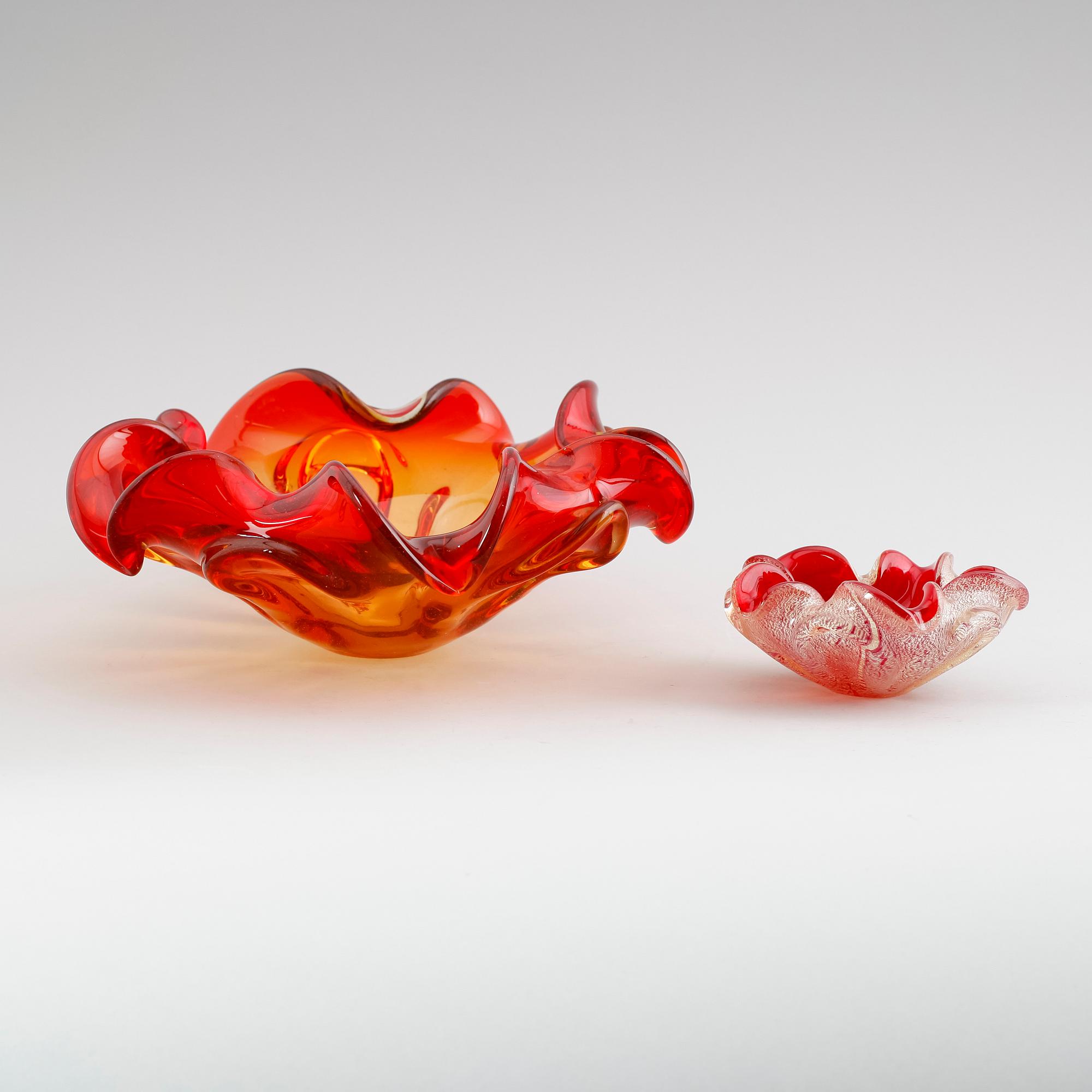 SKÅLAR, 2 st, glas, Murano, Italien, 1900-talets mitt.