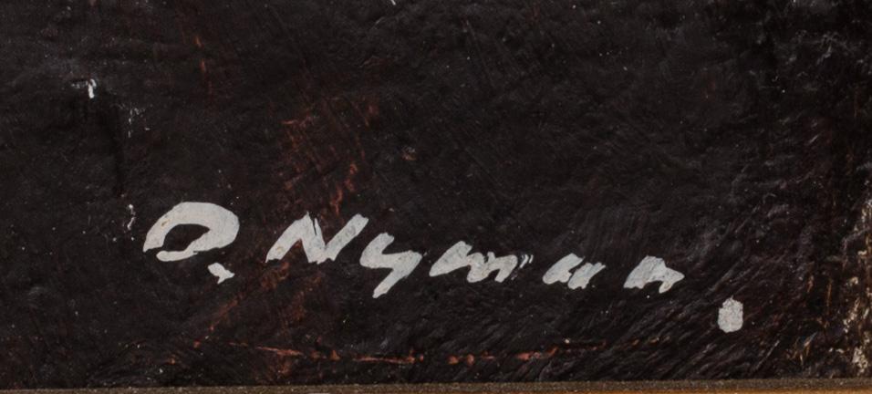 OLLE NYMAN, olja på pannå. Signerad.