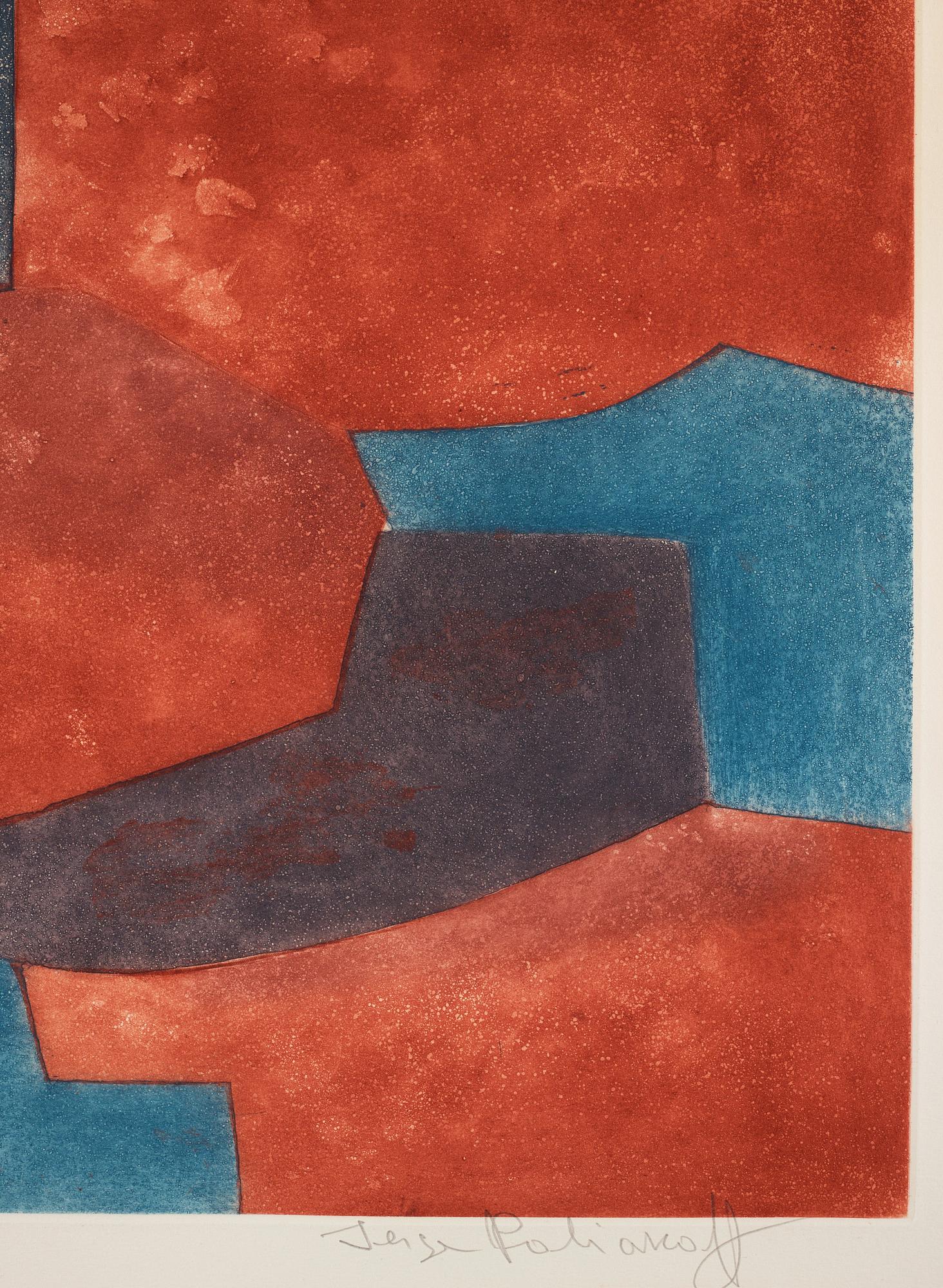 Serge Poliakoff, "Composition grise, bleue et rouge".