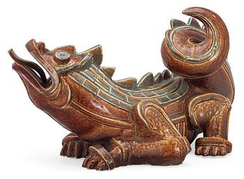 A Wilhelm Kåge stoneware figure of a dragon, Gustavsberg circa 1940.