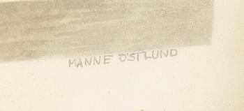 MANNE ÖSTLUND, blandteknik på papp, signerad.