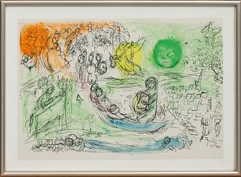 Marc Chagall · MARC CHAGALL, färglitografi, ej signerad, utförd 1957.