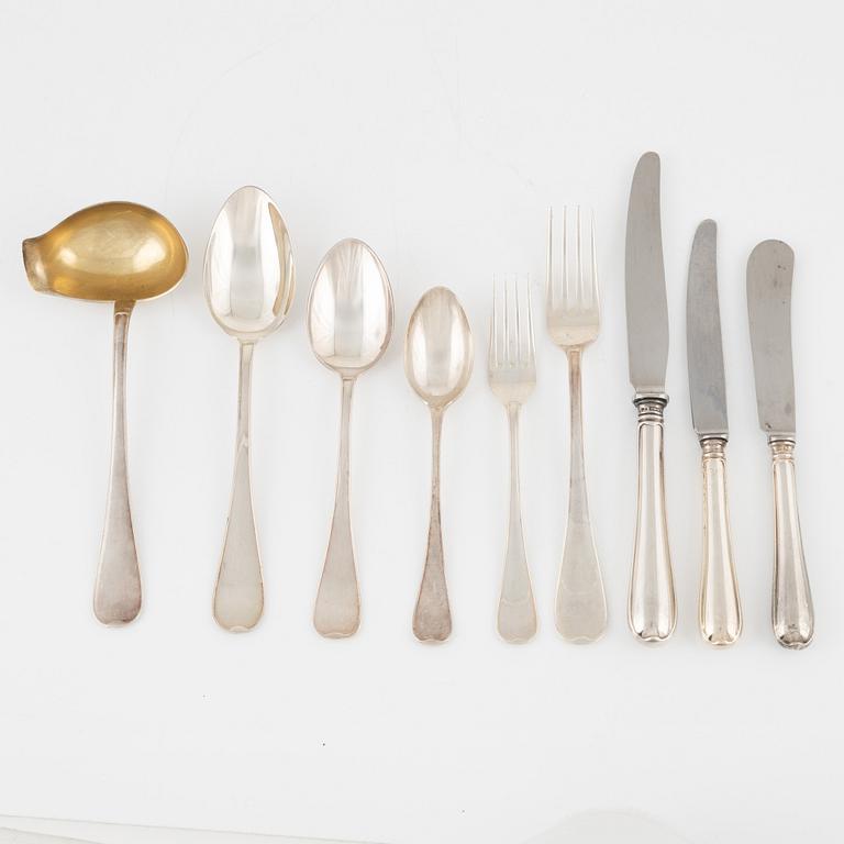 GAB, cutlery, 81 pcs, silver, "Svensk (Rund)" model, Stockholm, circa mid-20th century.