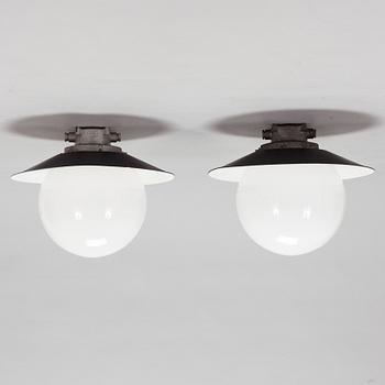 Paavo Tynell, a pair of mid-20th century '91100' out door lights/ ceiling lights for Idman Finland.