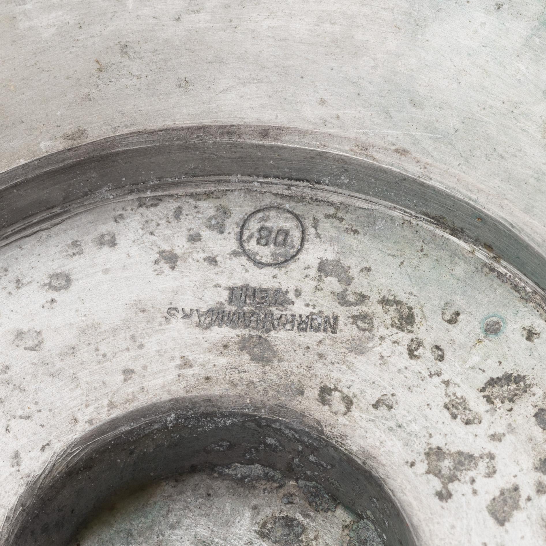 Erik Fleming, a pair of pewter candle holdes, Norrahammars tenn, Sweden, 1930.