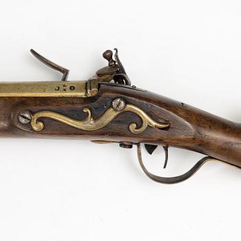 Blunderbuss med flintlås, märkt Humphrey Pickfatt, 1800-tal.