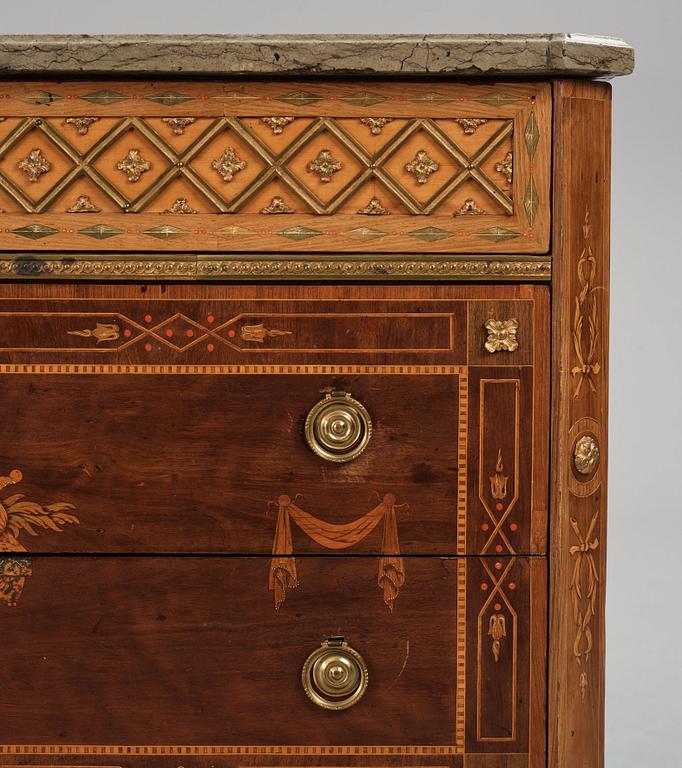 A Gustavian marquetry and ormolu-mounted commode by N. P. Stenström (master in Stockholm 1782 - 90).