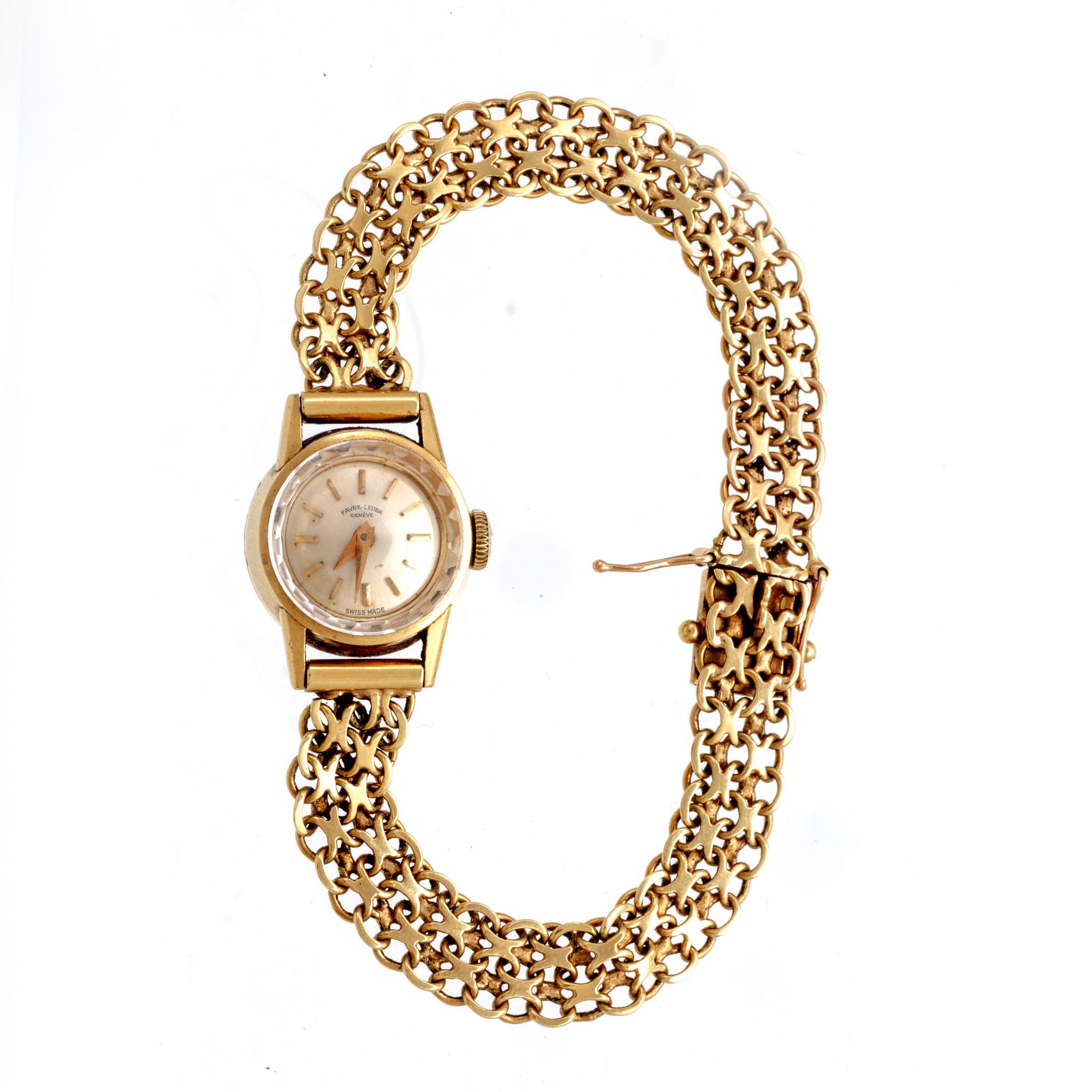An 18K gold Favre-Leuba wristwatch.