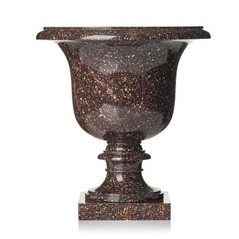 192. A Swedish Empire 'Blyberg' porphyry Medici shaped urn, early 19th century.