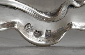 KONFEKTSKÅL, låghaltigt silver, jugend, Tyskland, 1900-talets början. Vikt ca210g.