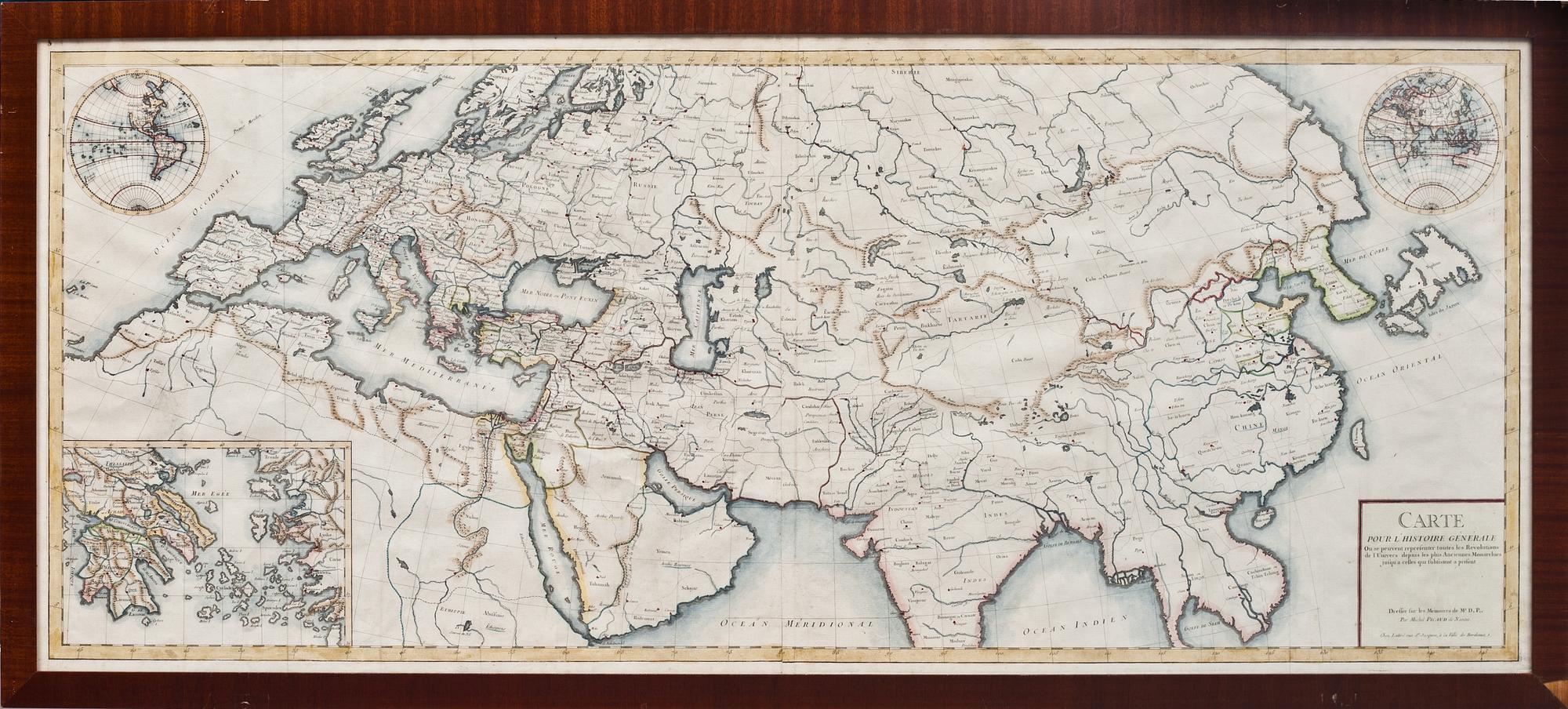 KARTA, Europa, Asien, Ryssland "Carte" 1700-tal.