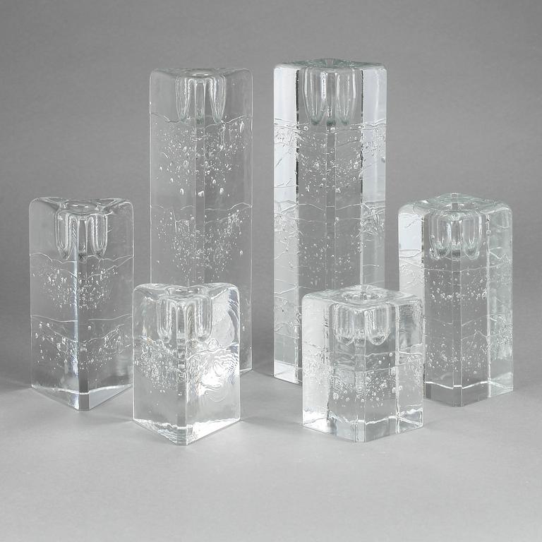 LJUSSTAKAR, 6 st, glas, "Arkipelago", Iittala.