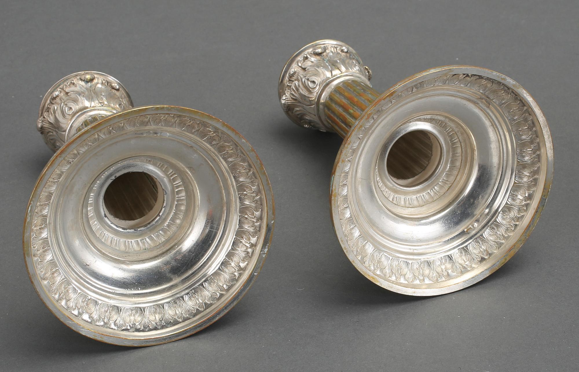 LJUSSTAKAR, ett par, silver, Lars Larson & Co, Stockholm, 1891. Vikt ca 289g.